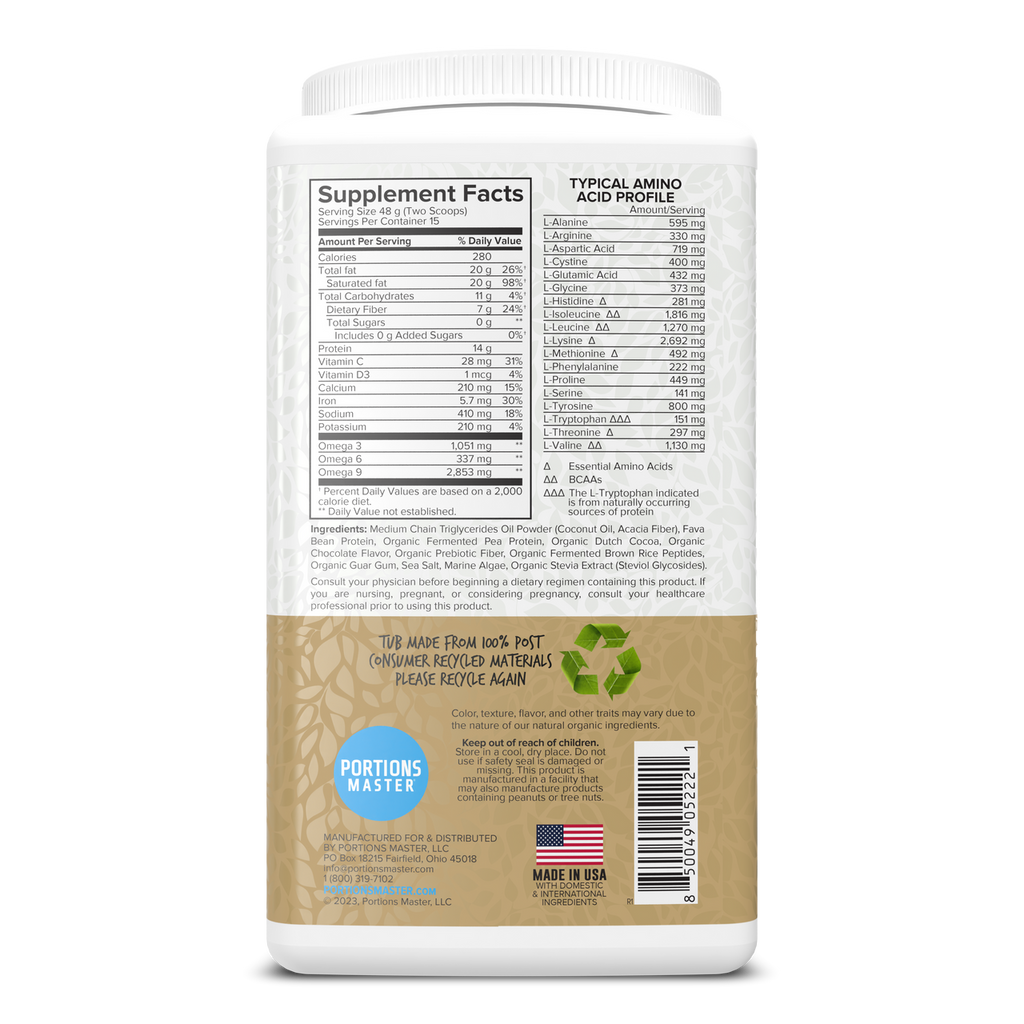 Portions Master Keto Body Protein Peptides Chocolate Right