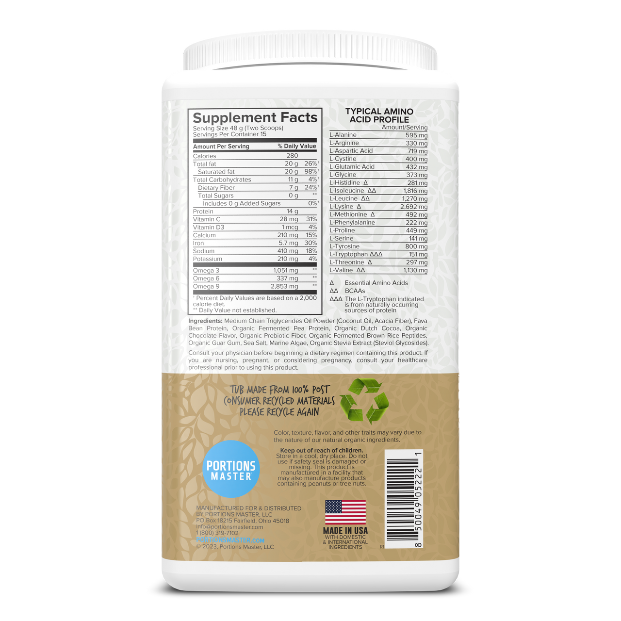 Portions Master Keto Body Protein Peptides Chocolate Right