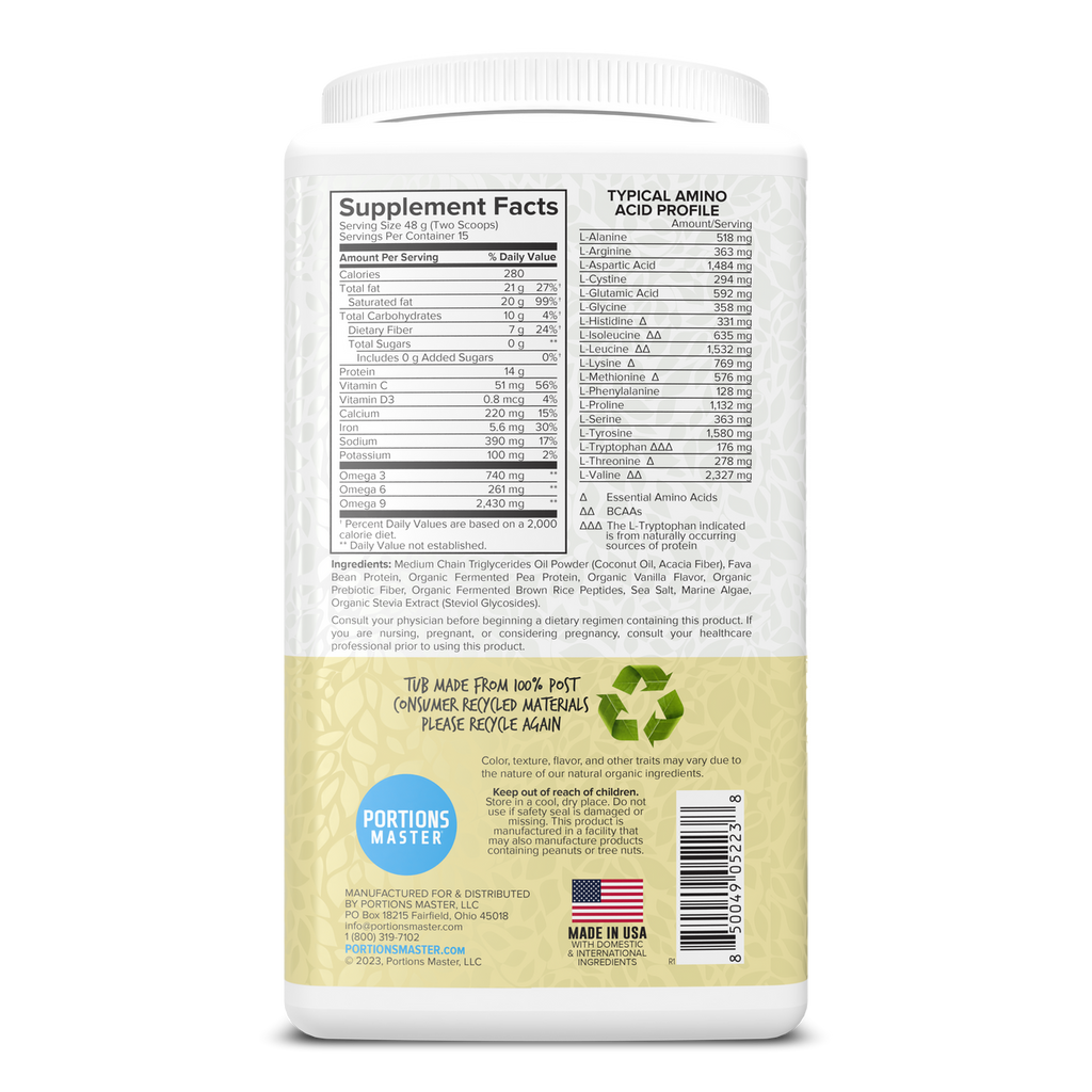 Portions Master Keto Body Protein Peptides Vanilla Cream Right