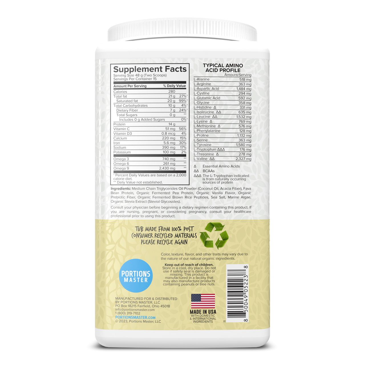 Portions Master Keto Body Protein Peptides Vanilla Cream Right