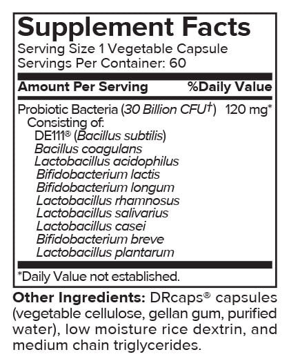 Portions Master 30 Billion Probiotic Supplement Panel