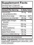Portions Master Apple Cider Vinegar Supplement Panel
