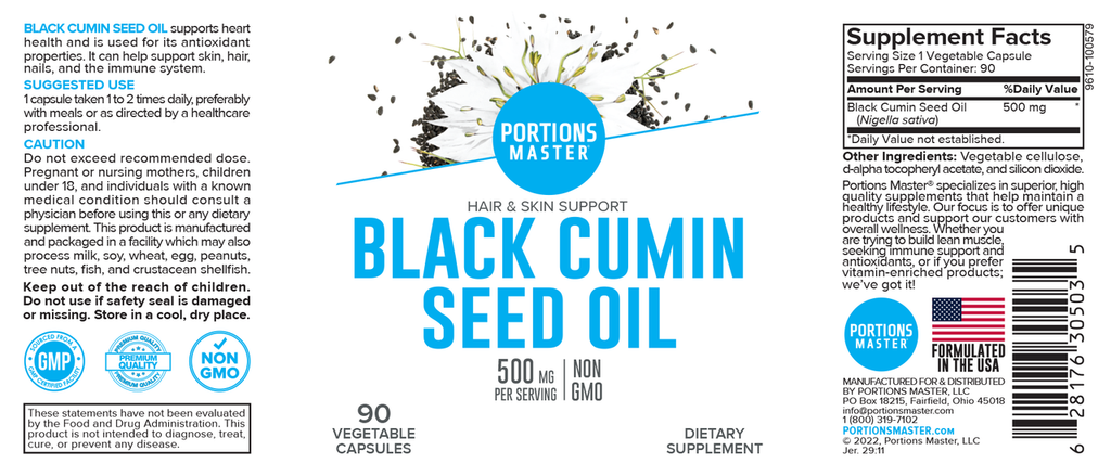 Black Cumin Seed Oil Label
