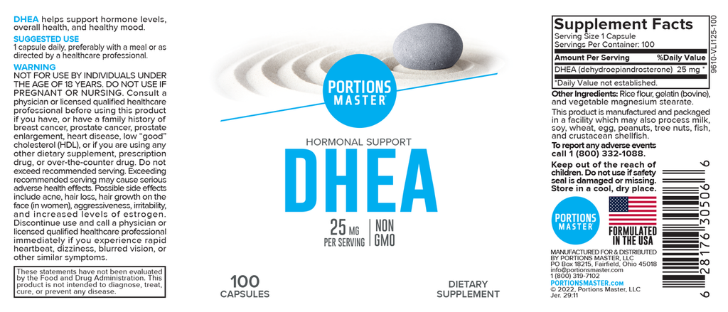 Portions Master DHEA Label
