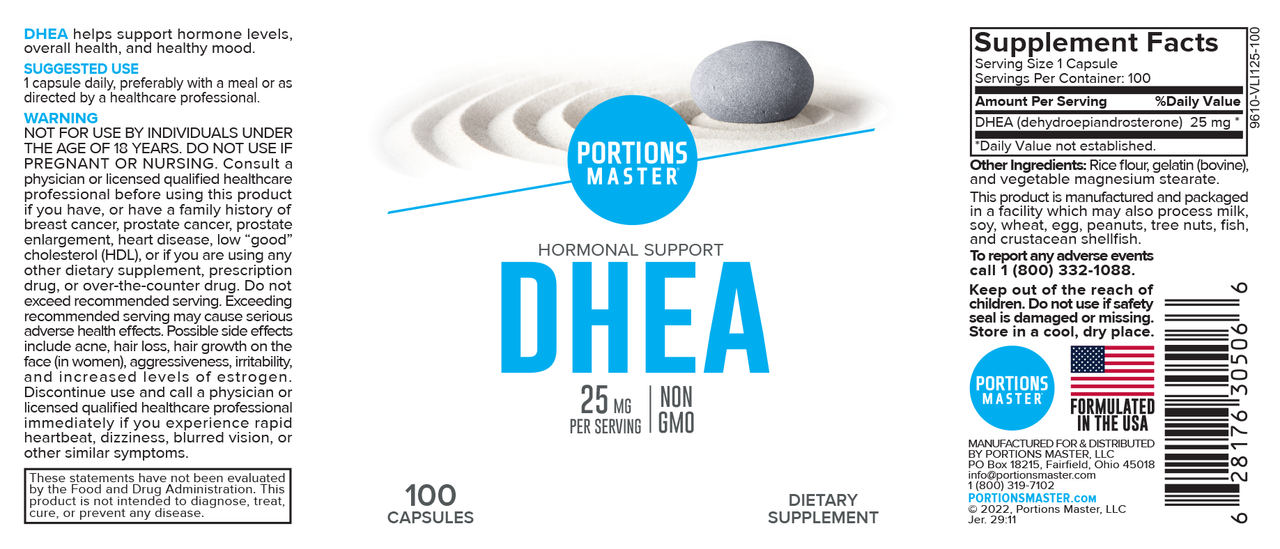 Portions Master DHEA Label