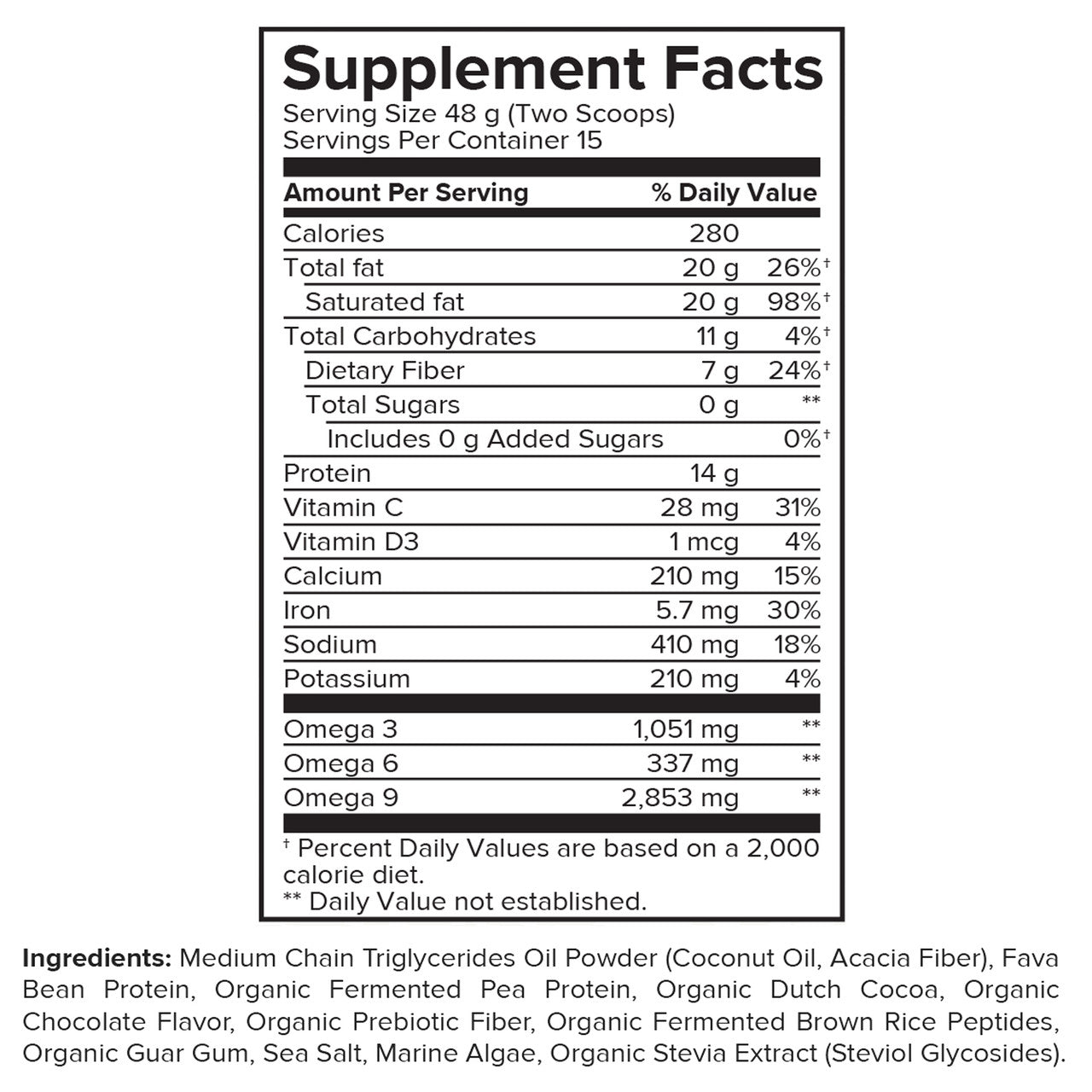 Portions Master Keto Body Protein Peptides Chocolate Supp Panel