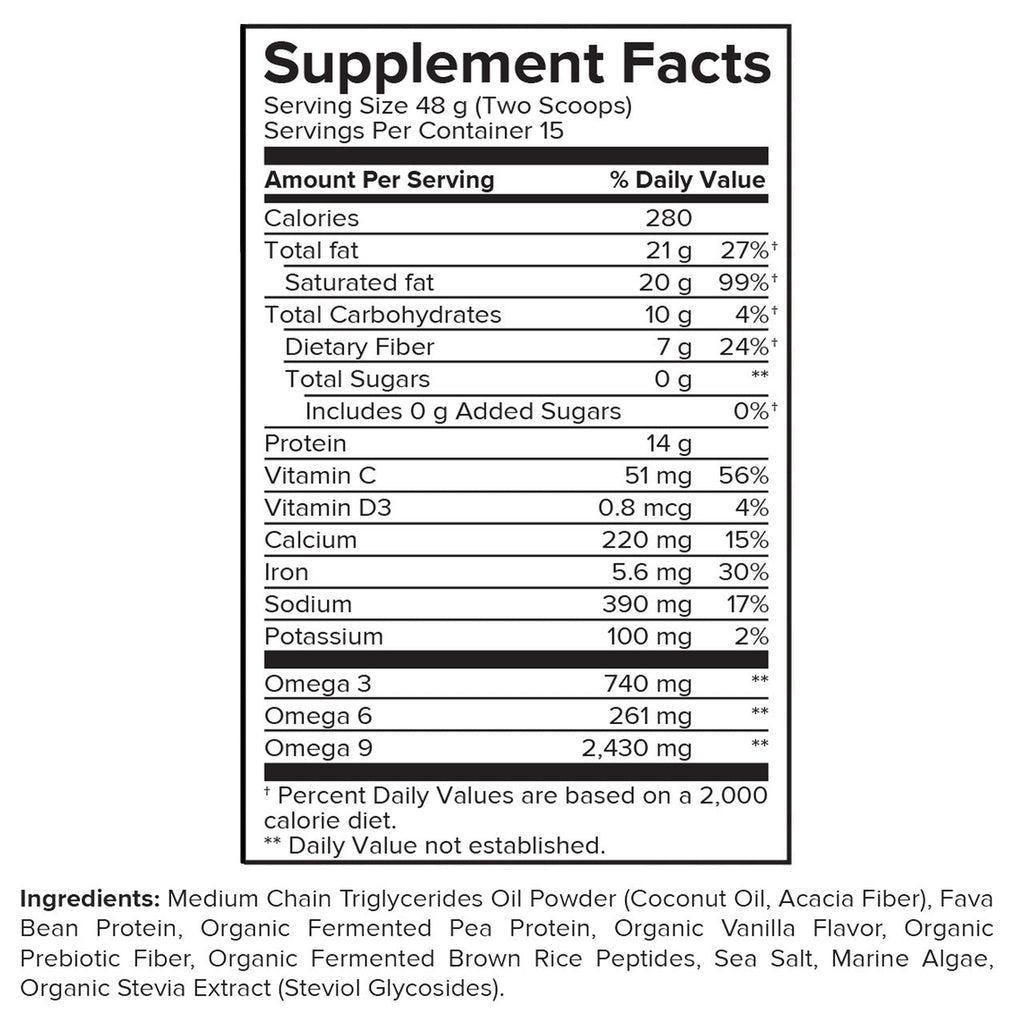 Portions Master Keto Body Protein Peptides Vanilla Cream Supp Panel