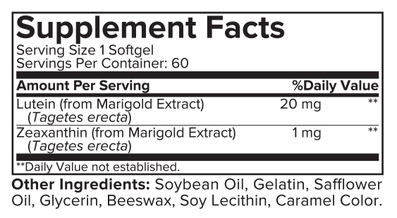 Portions Master Lutein Supplement Panel
