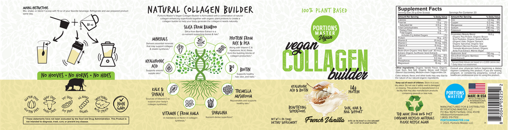 Portions Master Vegan Collagen Builder French Vanilla Label