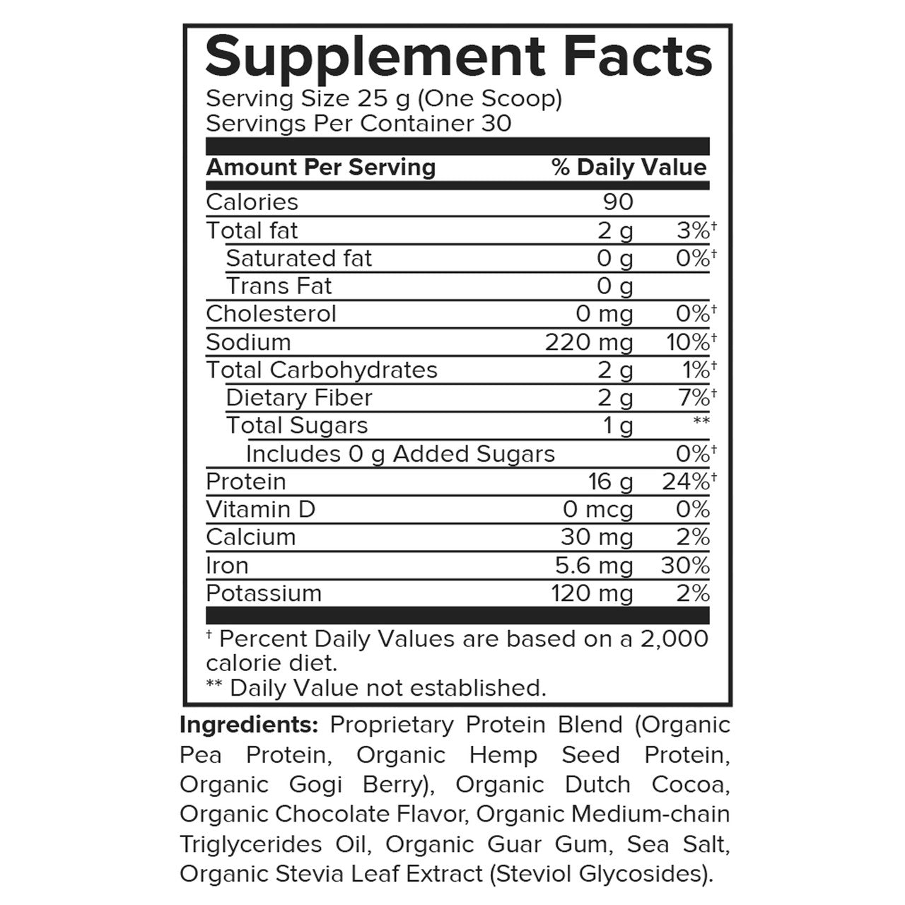 Portions Master Vegan Protein Blend Chocolate 750g Supp Panel