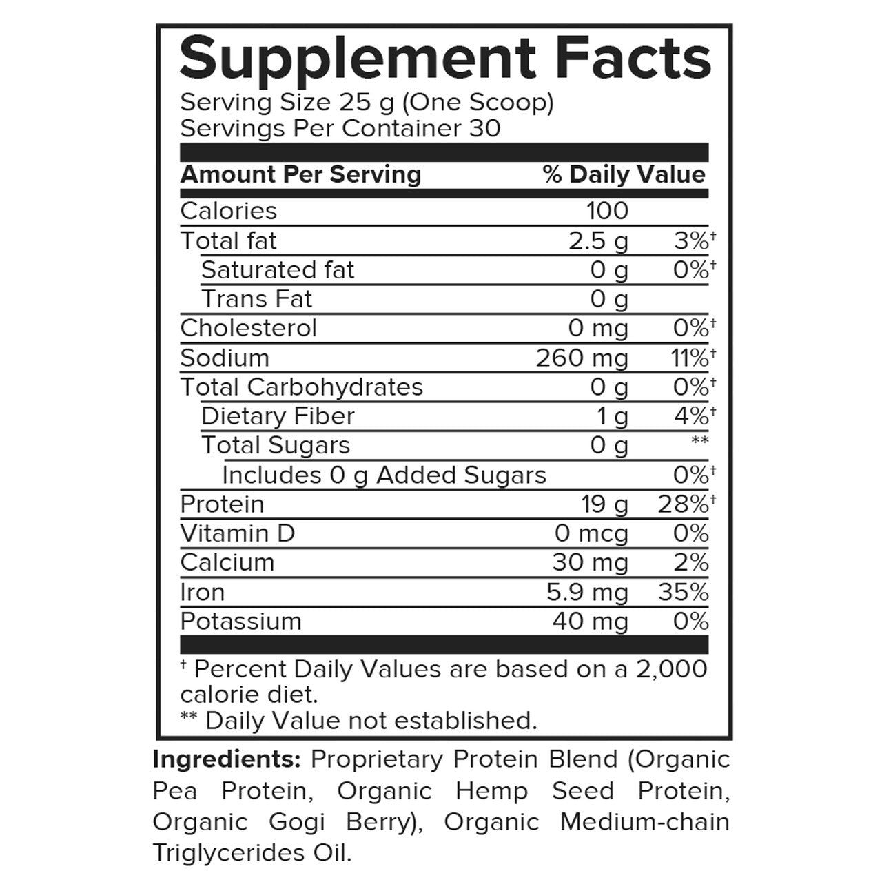 Portions Master Vegan Protein Blend Unflavored 750g Supp Panel