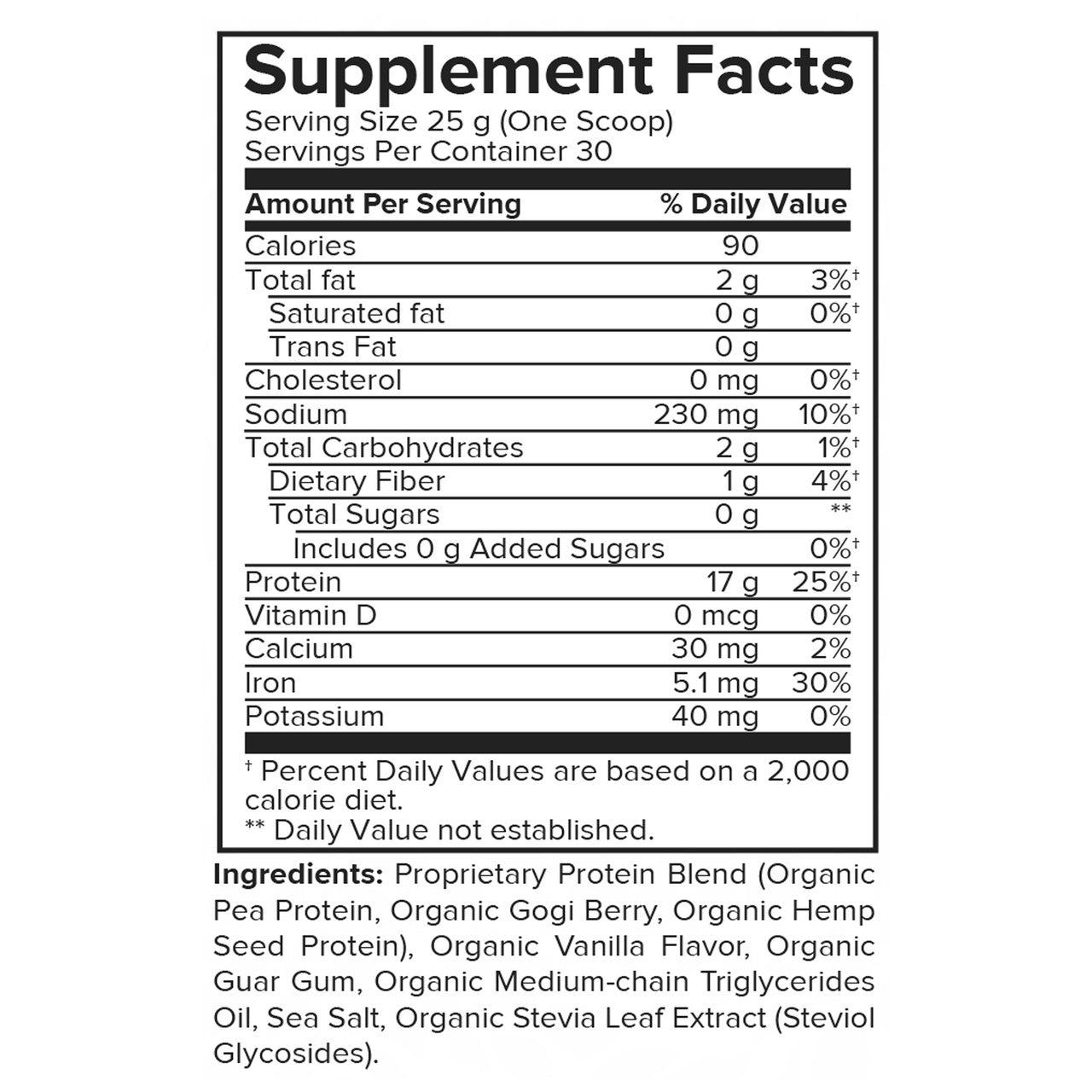 Portions Master Vegan Protein Blend Vanilla 750g Supp Panel