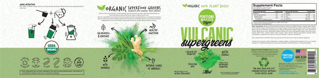 Portions Master Vulcanic Supergreens Mint Label