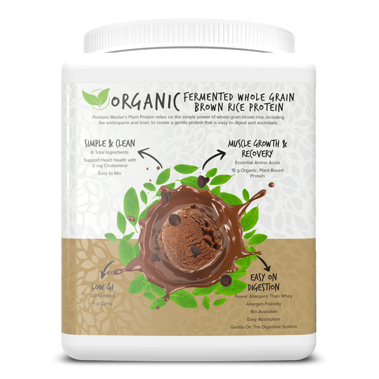 Portions Master Vegan Plant Protein Chocolate 375g Left