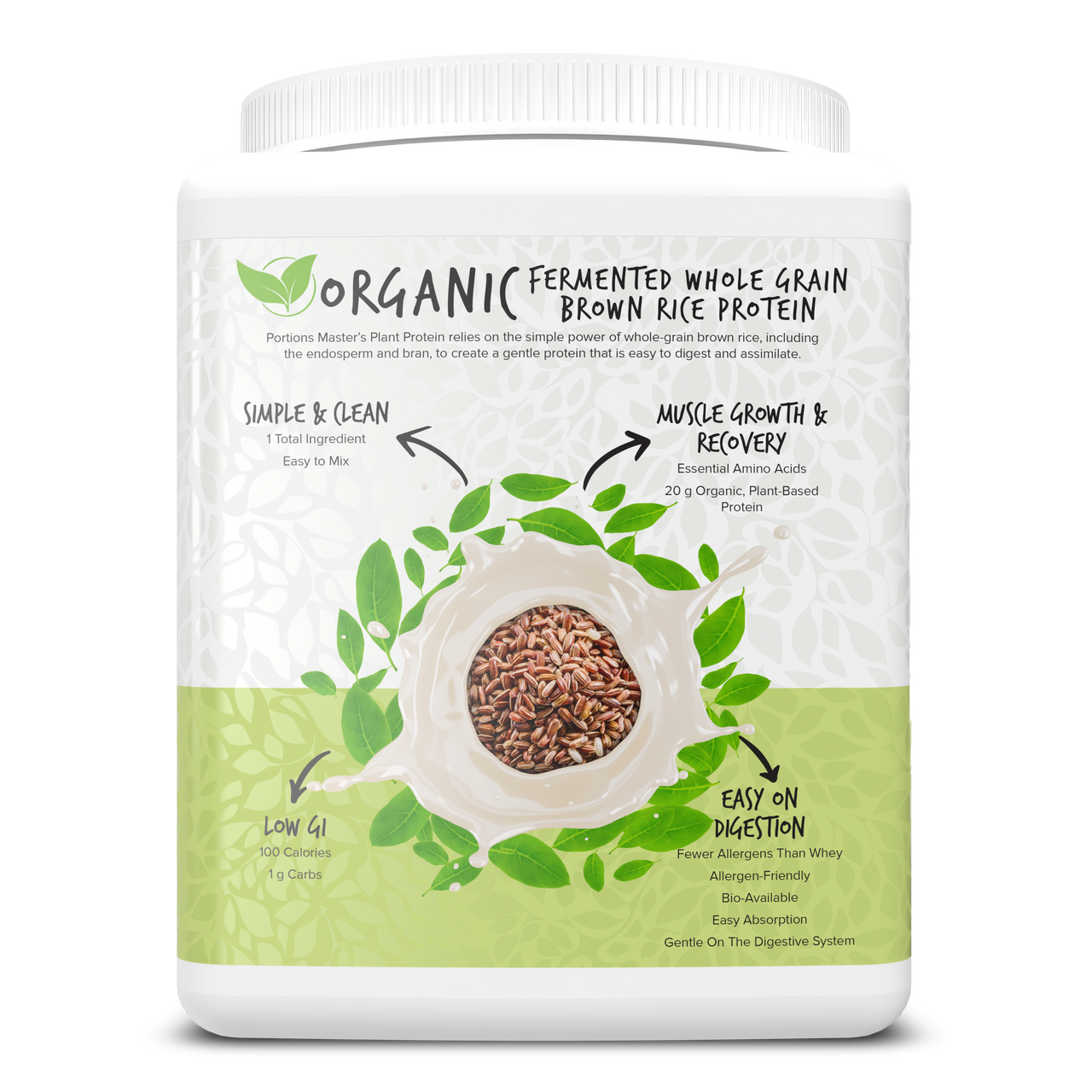 Portions Master Vegan Plant Protein Unflavored 375g Left