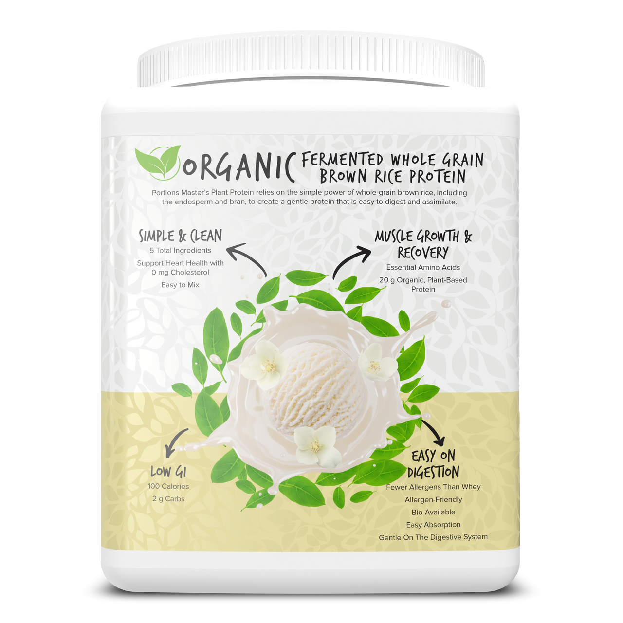Portions Master Vegan Plant Protein Vanilla 375g Left