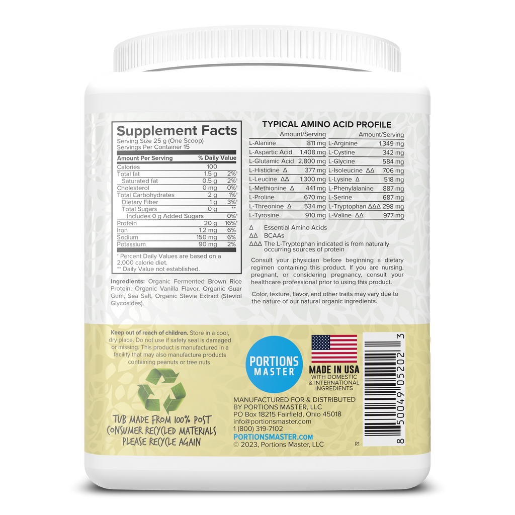 Portions Master Vegan Plant Protein Vanilla 375g Right