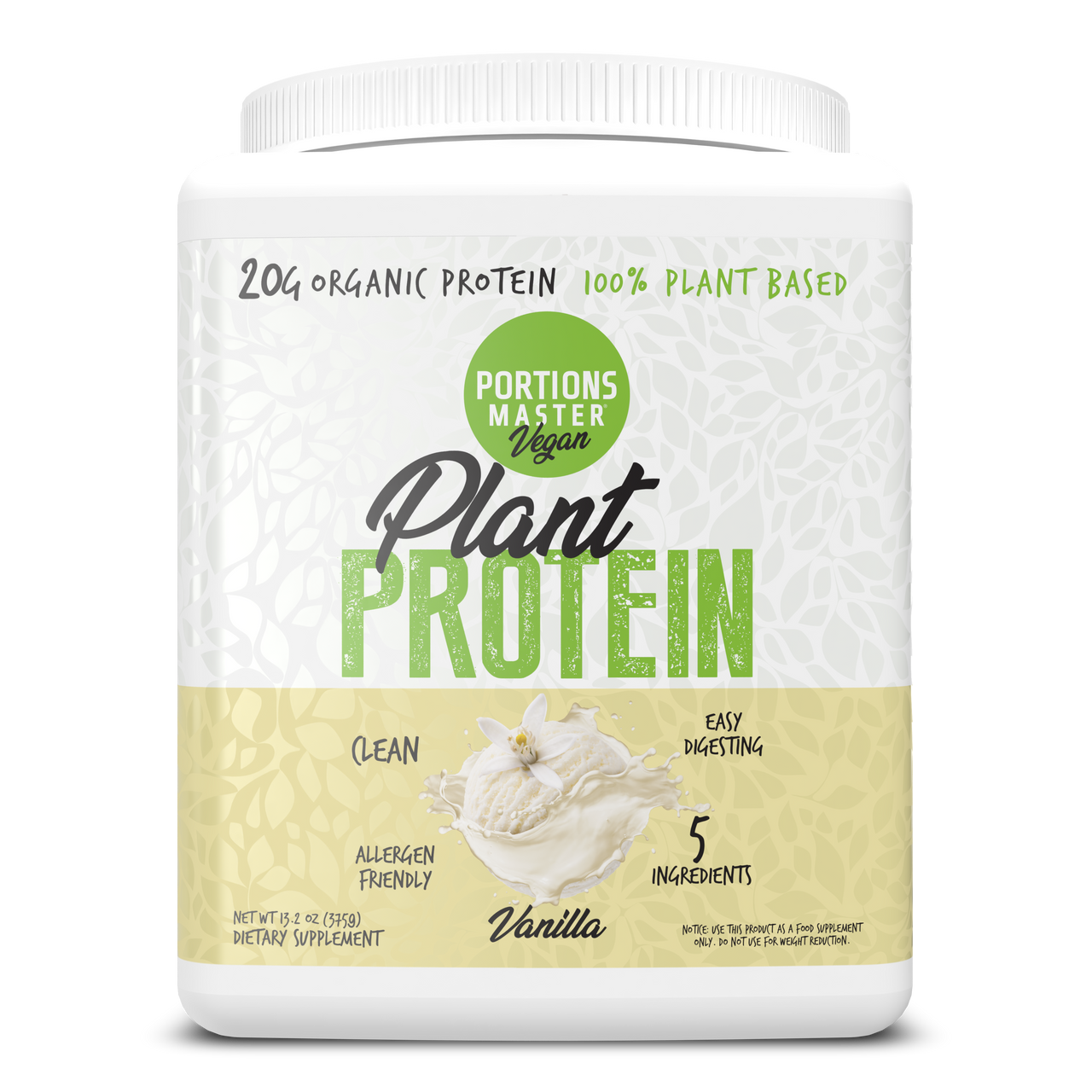 Portions Master Vegan Plant Protein Vanilla 375g Front