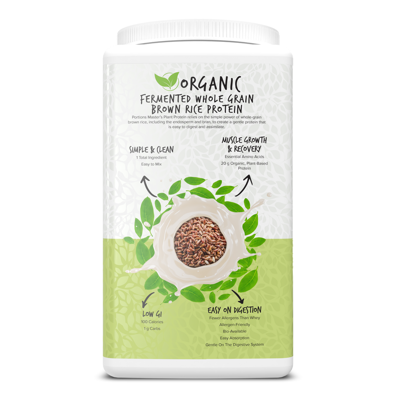 Portions Master Vegan Plant Protein Unflavored 750g Left