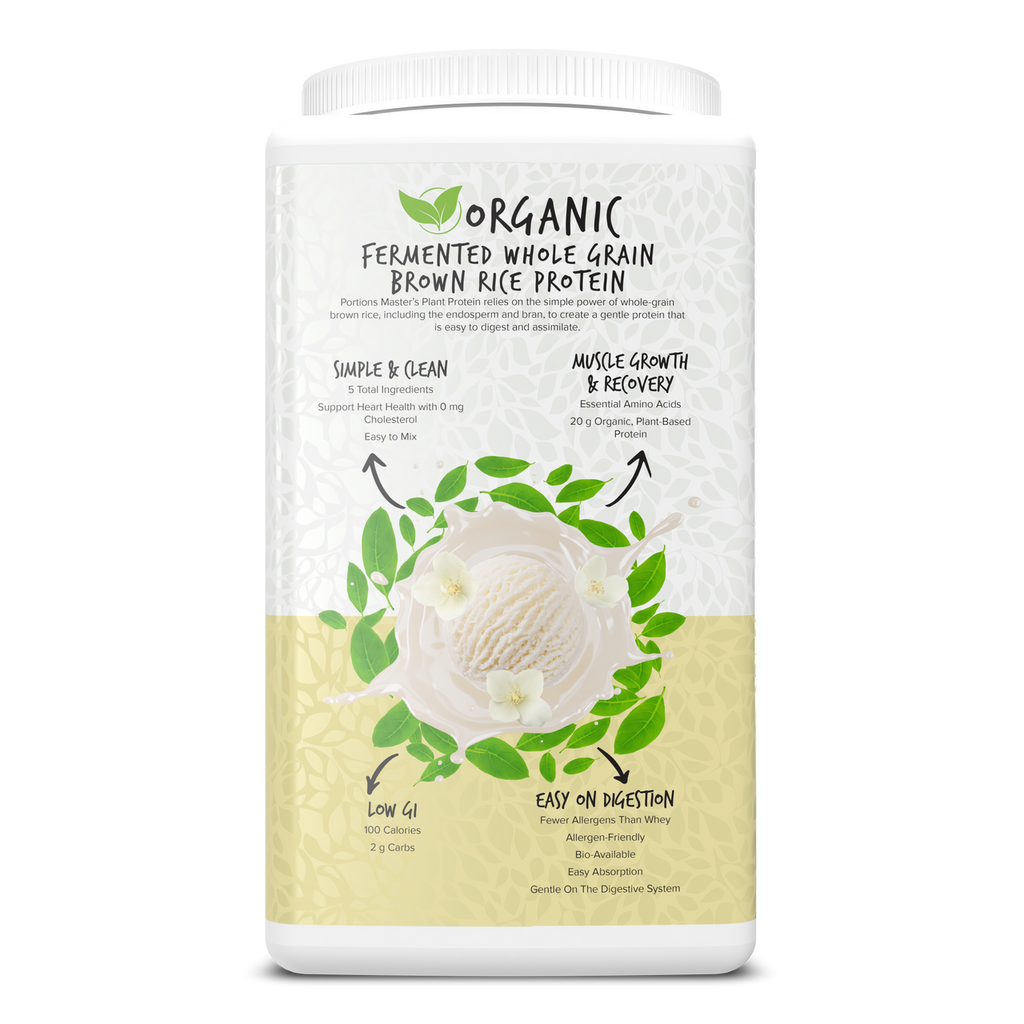 Portions Master Vegan Plant Protein Vanilla 750g Left