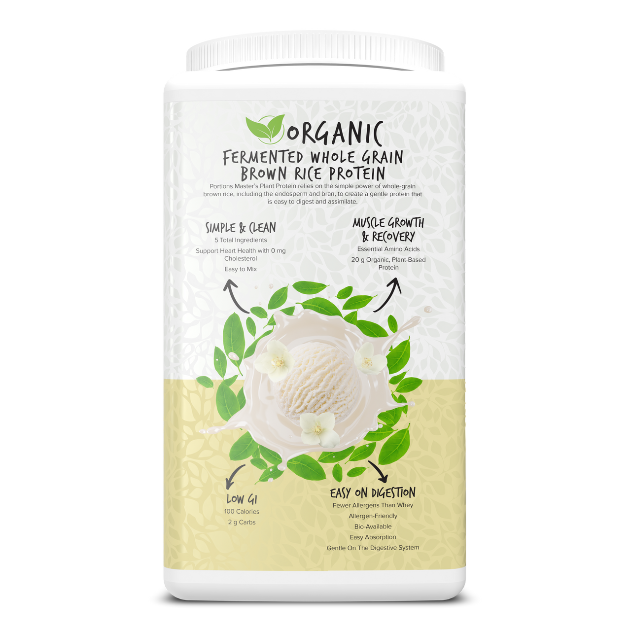 Portions Master Vegan Plant Protein Vanilla 750g Left