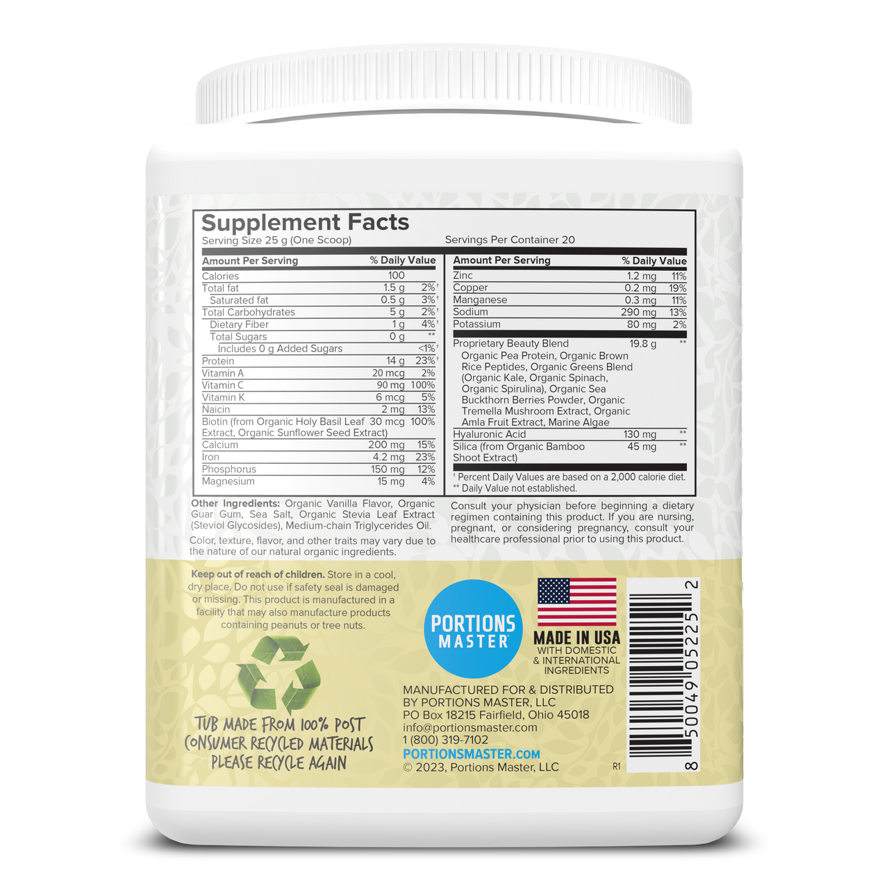 Portions Master Vegan Collagen Builder French Vanilla Right
