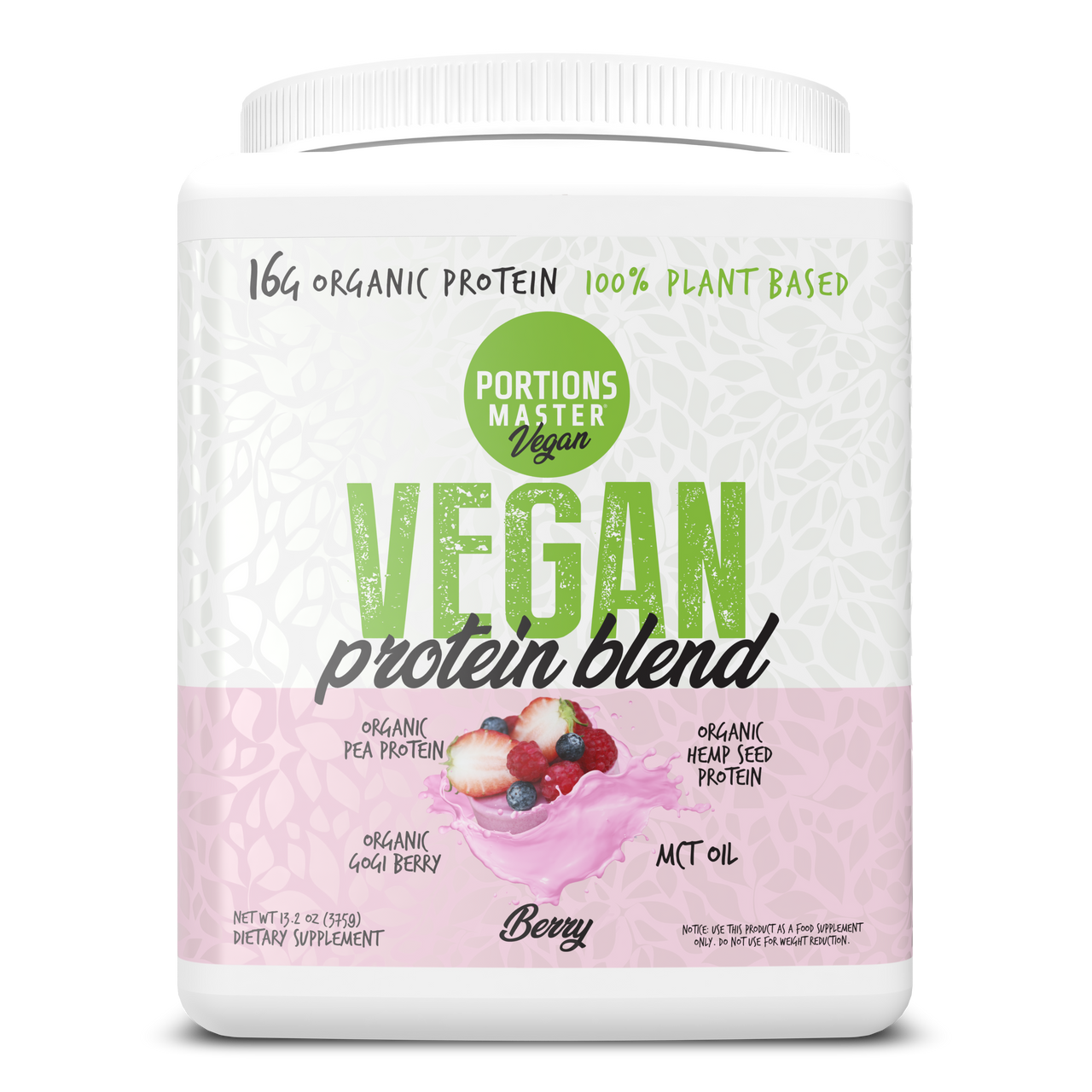 Portions Master Vegan Protein Blend Berry 375g Front