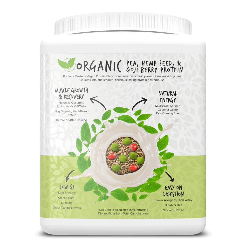 Portions Master Vegan Protein Blend Unflavored 375g Left