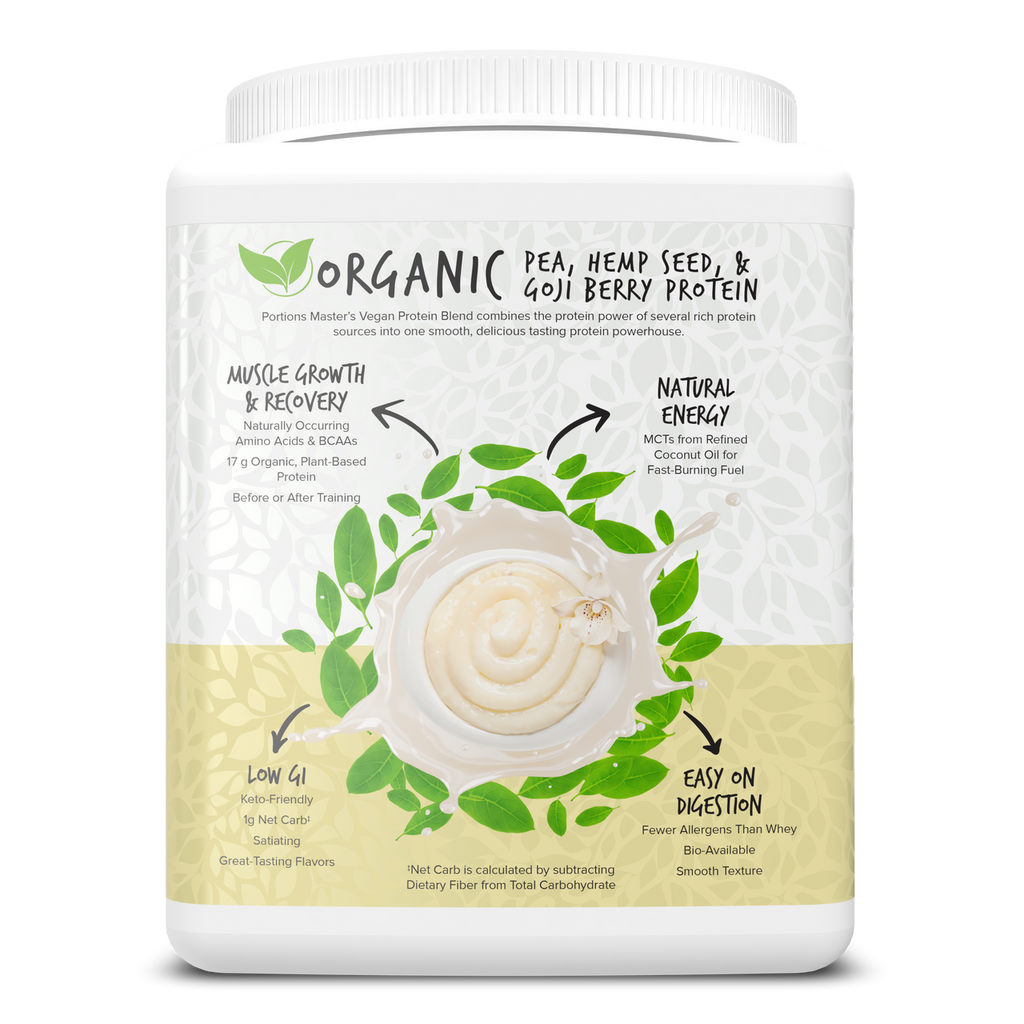 Portions Master Vegan Protein Blend Vanilla 375g Left
