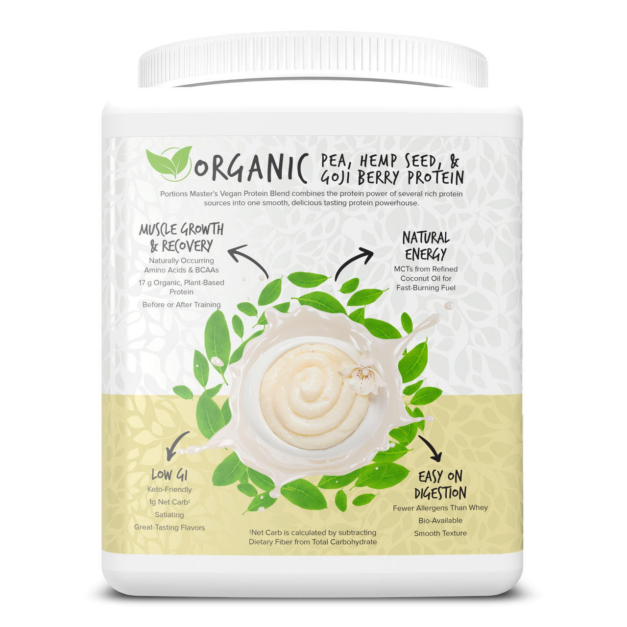 Portions Master Vegan Protein Blend Vanilla 375g Left