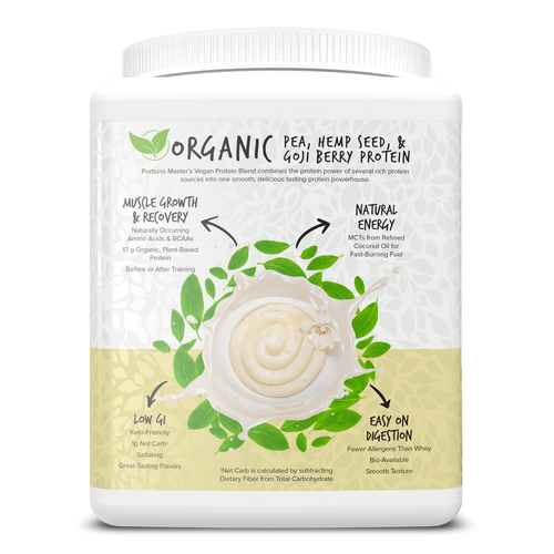 Portions Master Vegan Protein Blend Vanilla 375g Left
