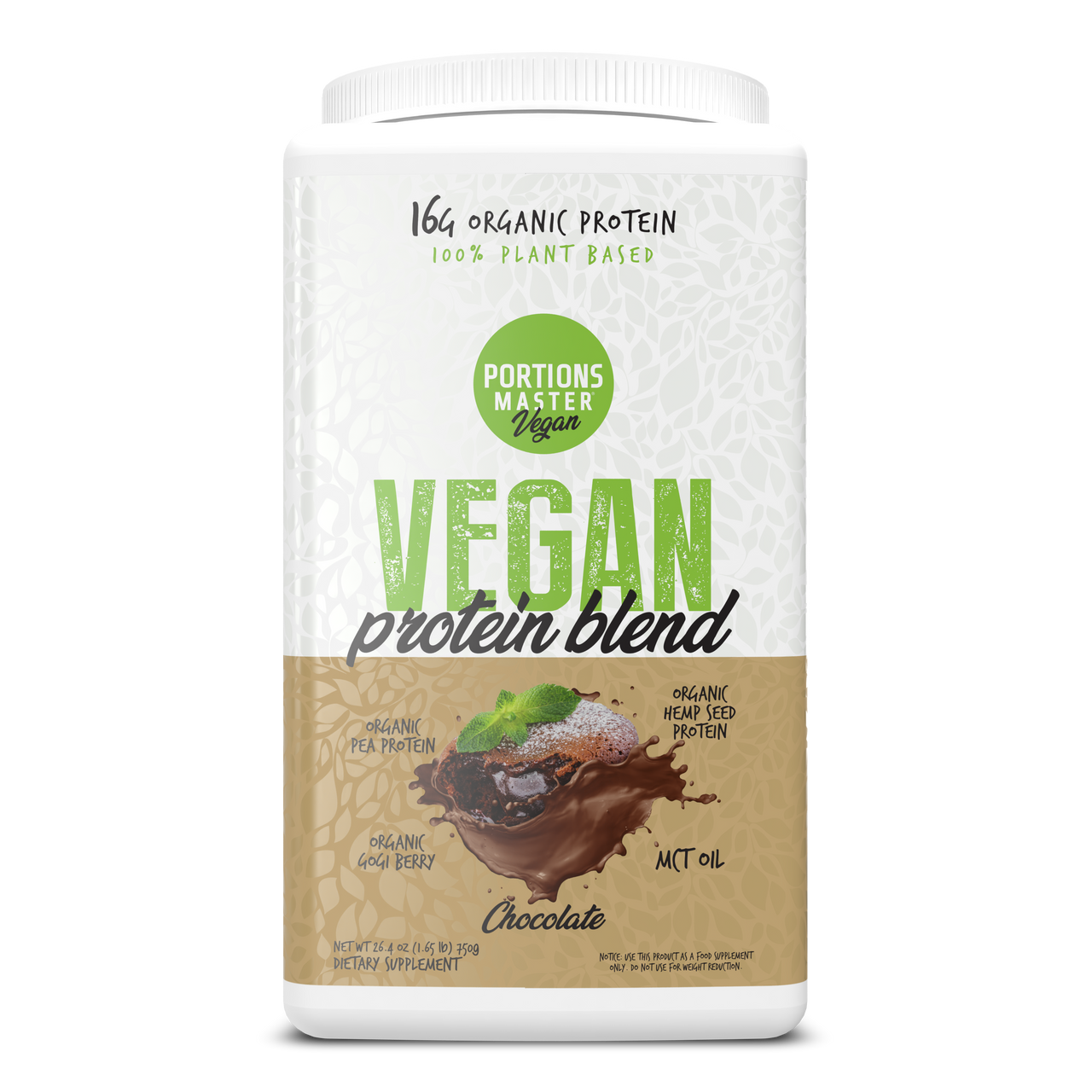 Portions Master Vegan Protein Blend Chocolate 750g Front