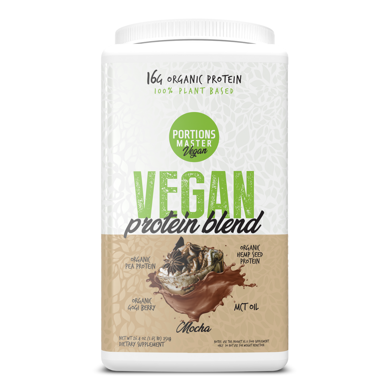 Portions Master Vegan Protein Blend Mocha 750g Front