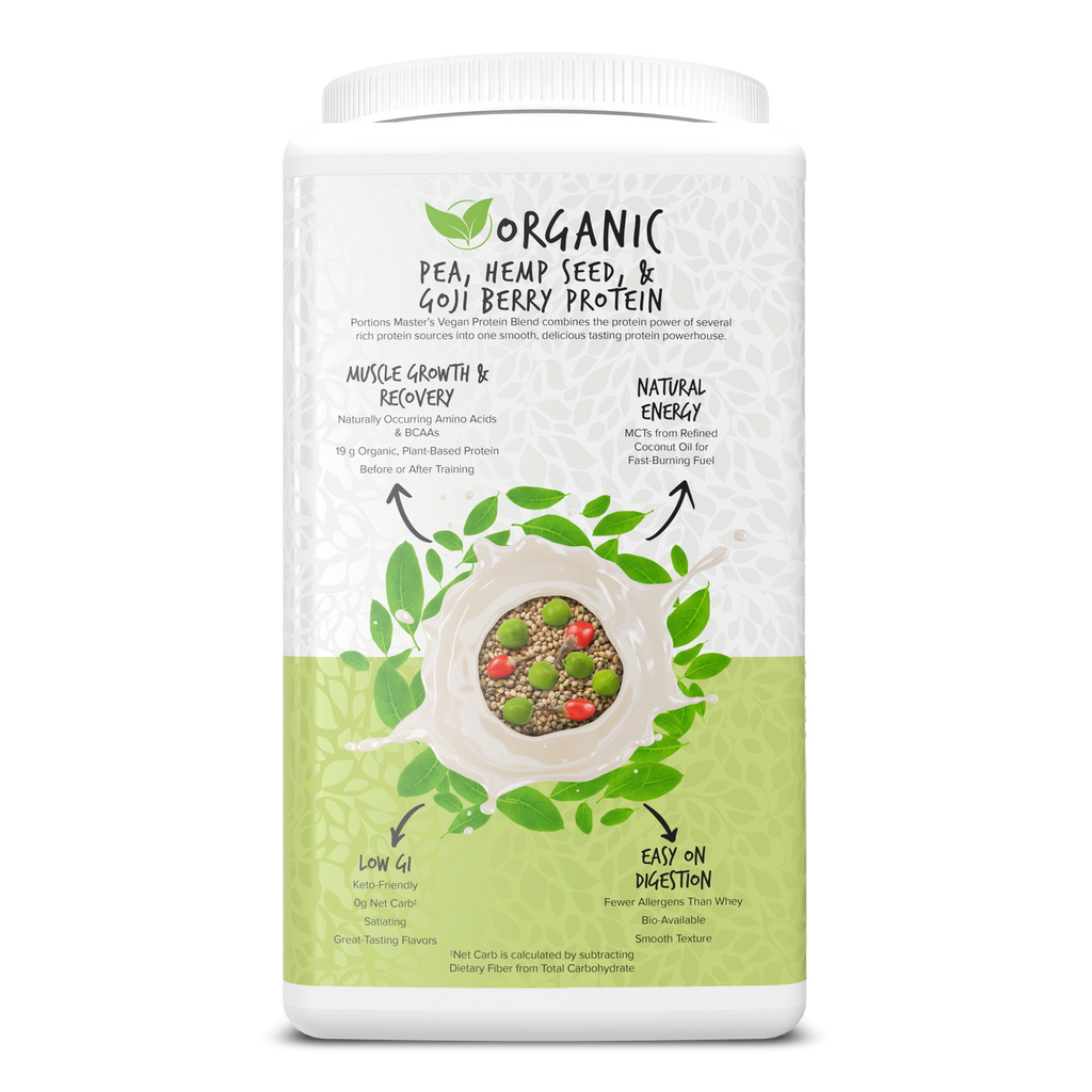 Portions Master Vegan Protein Blend Unflavored 750g Left