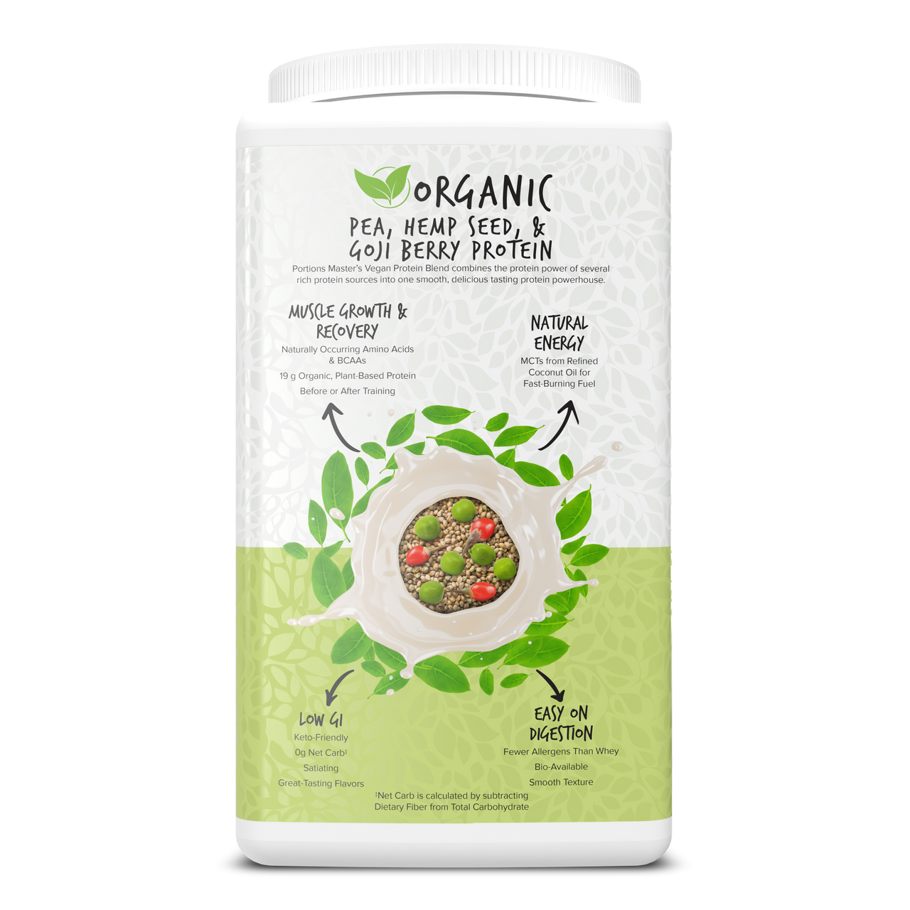 Portions Master Vegan Protein Blend Unflavored 750g Left