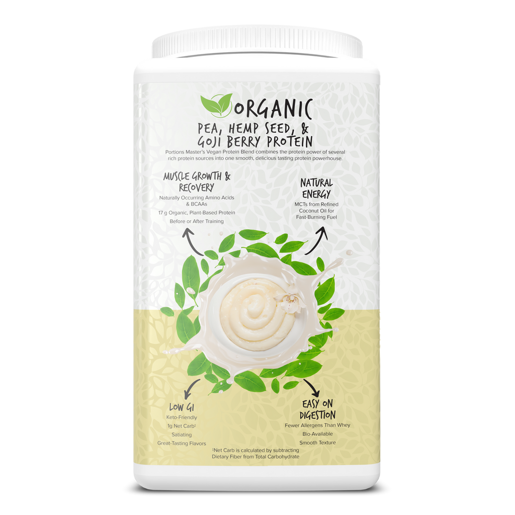 Portions Master Vegan Protein Blend Vanilla 750g Left