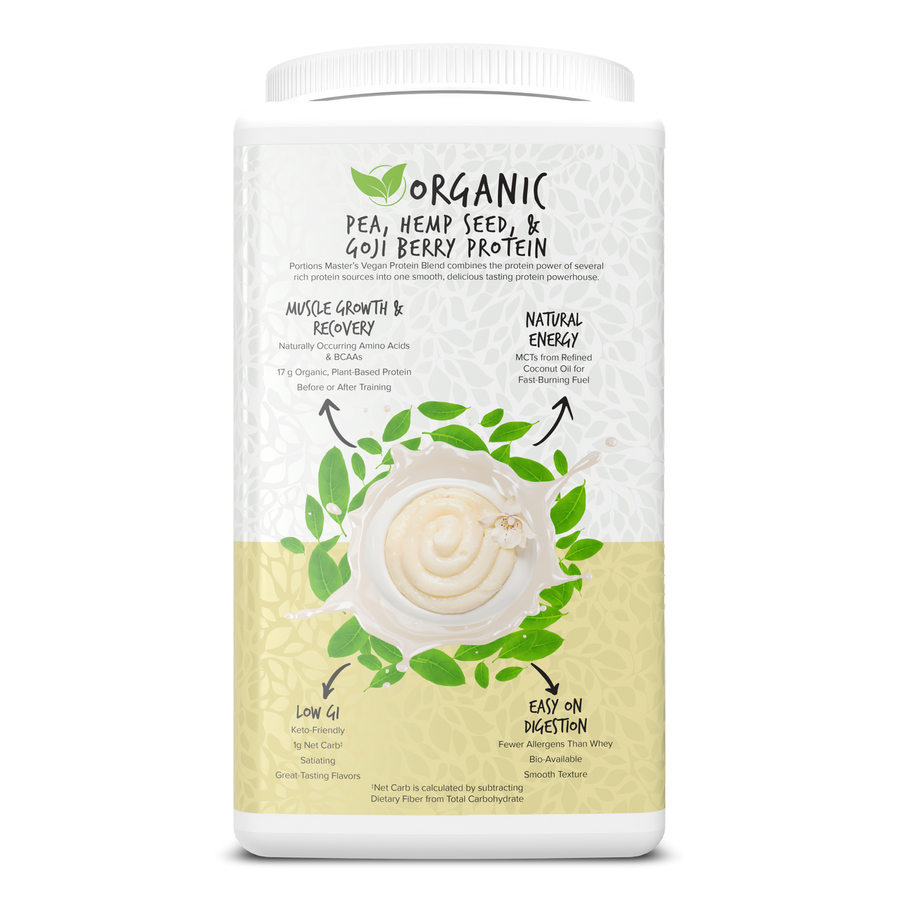 Portions Master Vegan Protein Blend Vanilla 750g Left