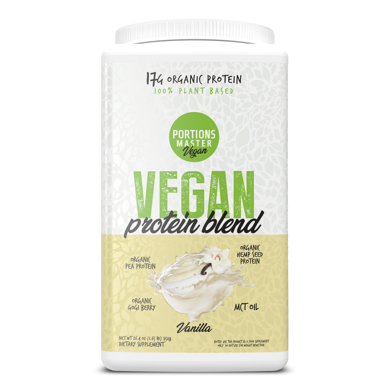 Portions Master Vegan Protein Blend Vanilla 750g Front
