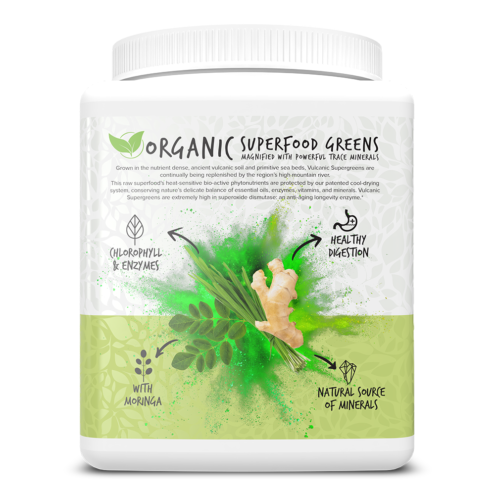 Portions Master Vulcanic Supergreens Unflavored 225g Left
