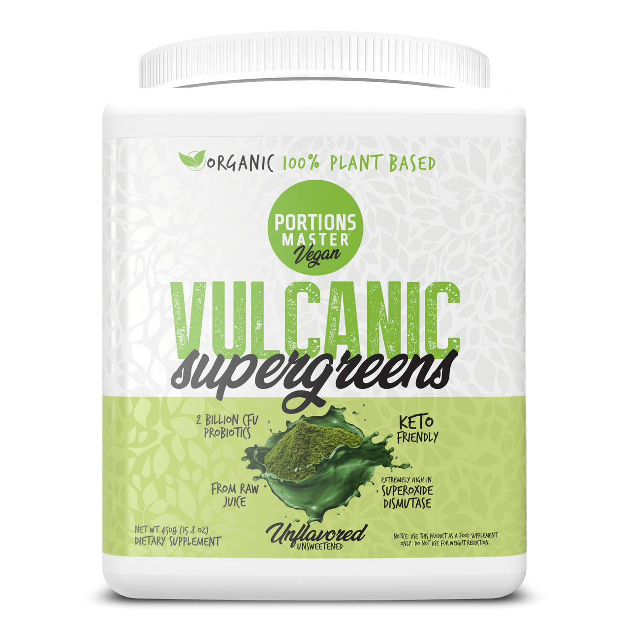 Portions Master Vulcanic Supergreens Unflavored 450g Front